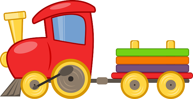 Motiv barevné lokomotivy s vagónkem